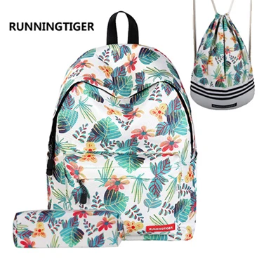 16 RUNNINGTIGER, женский рюкзак, школьные сумки для девочек, рюкзак с принтом, Mochila, школьные рюкзаки для девочек-подростков, 3 шт. в комплекте, Mochila - Цвет: 16