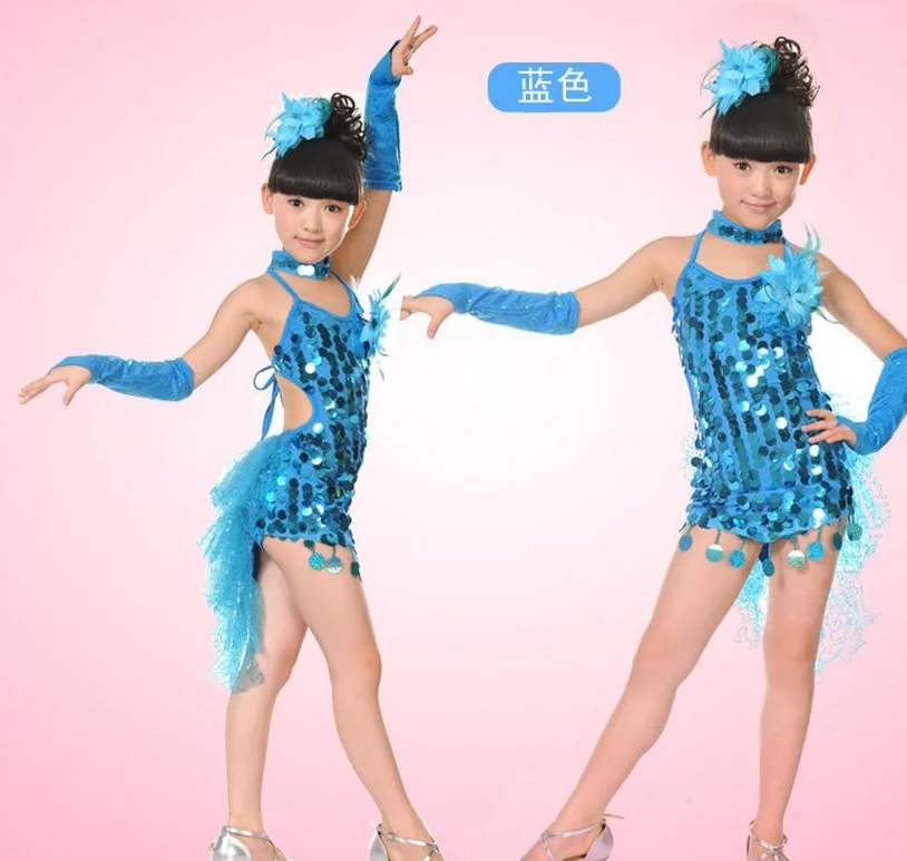 Детские платья для латинских соревнований Танцевальное платье девочек с