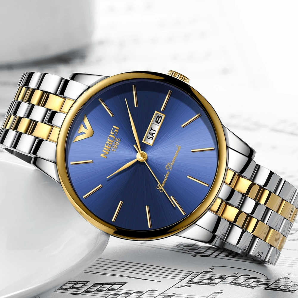 Часы наручные NIBOSI Мужские кварцевые модные роскошные Брендовые спортивные с