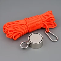 Magnet and Rope Двухсторонний 150 кг Магнит 60 мм неодимовый сильный N52 магниты магнитный материал база рыболовный спасательный супер Imanes с 15 м веревкой - Цвет: Magnet and Rope
