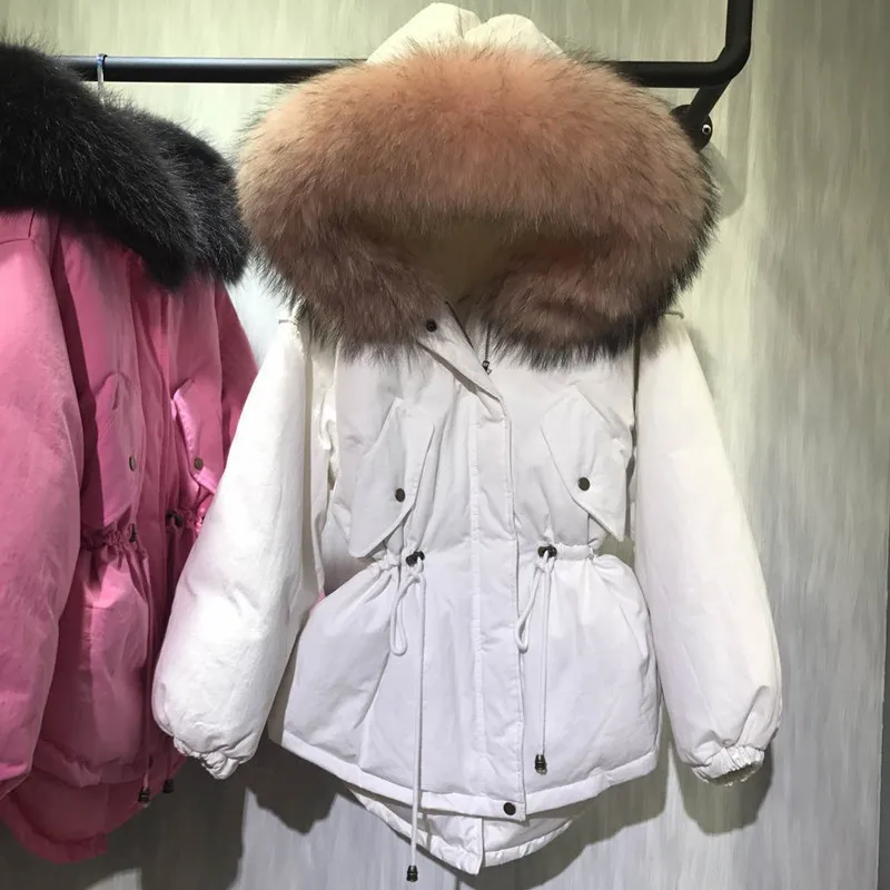 2017 Fur Winter Jacket Women White Duck Parka Jackets Natural Raccoon Collar Female Coat Parkas icebear B095 | Женская одежда