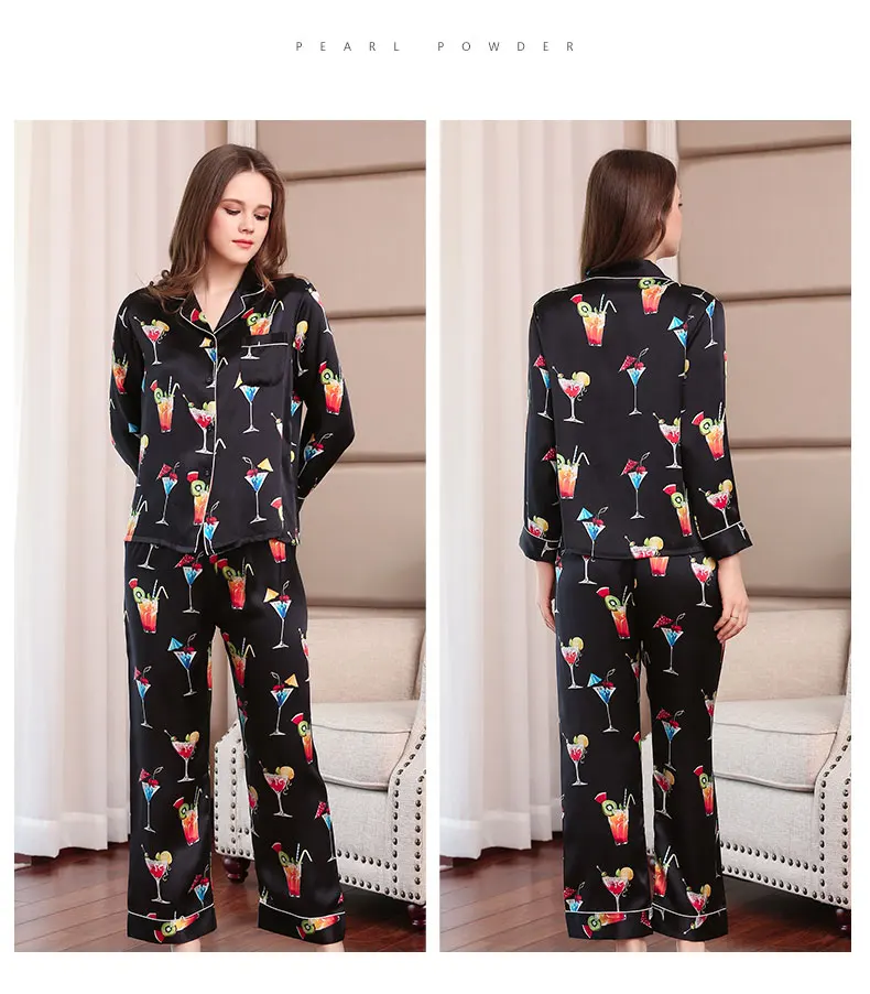 The new silk pyjamas with long sleeves and long sleeves are 100% silk
