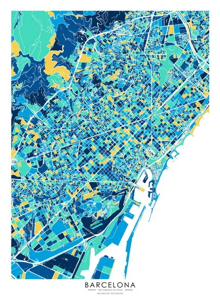 HM09920-Blue yellow Карта города Барселона плакат черно-белая карта мира принты для настенного искусства холст Декор картина для скандинавского стиля гостиная подарок - Цвет: HM09920-Blue yellow