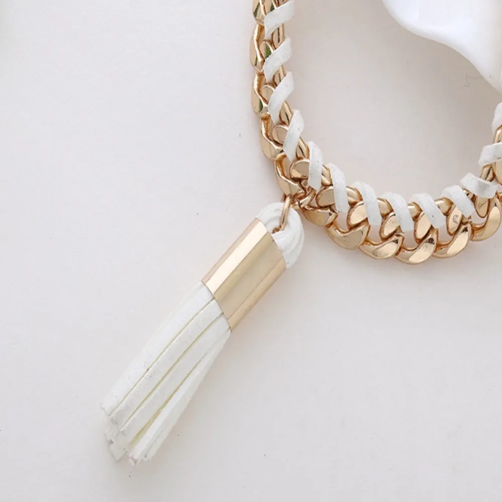 Модный Браслет Золотой Тон Цвета Плетеный Кожаный Для Женщин Девушки Удачи