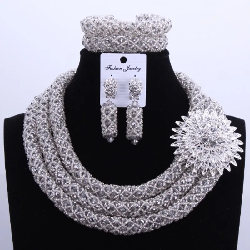 4 ujewelry Ювелирные украшения Наборы для ухода за кожей Серый Кристалл Бусины в