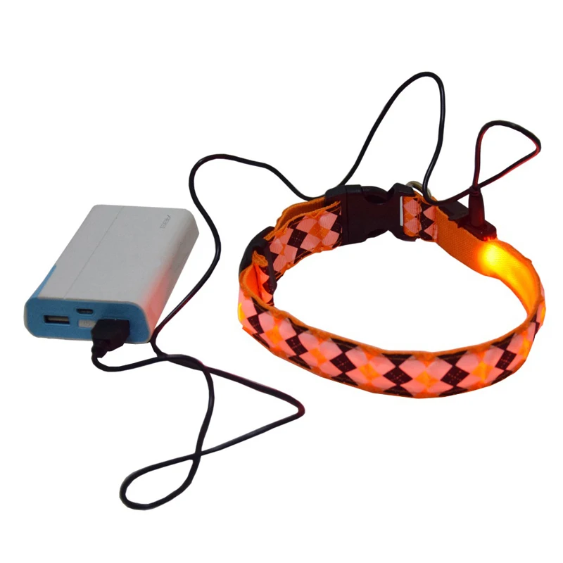 USB Перезаряжаемый светодиодный ошейник для собак Ночная безопасность мигающий