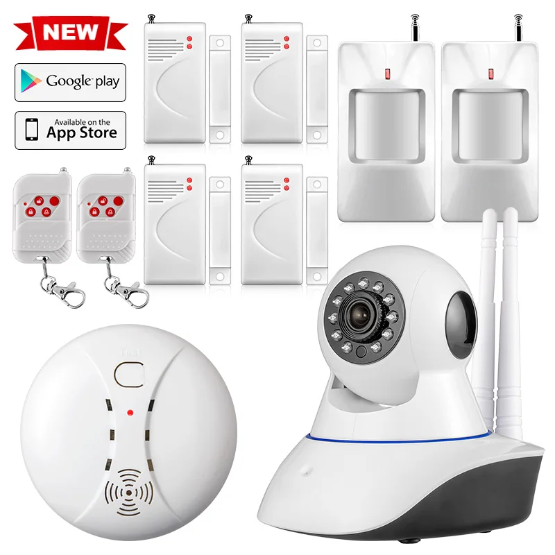 Kit4 Двойная антенна WiFi ip-камера детектор дыма домашняя система охранной сигнализации приложение дистанционное управление CCTV камера детский монитор - Цвет: Kit4