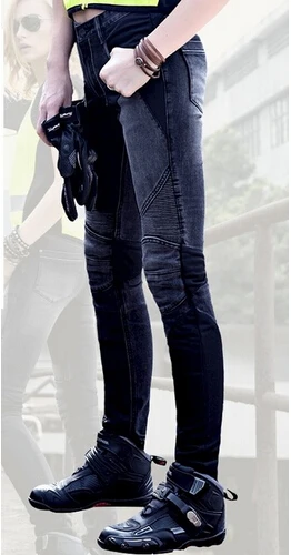 Новые углиброс Джук женские джинсы черная ткань для езды на мотоцикле летние