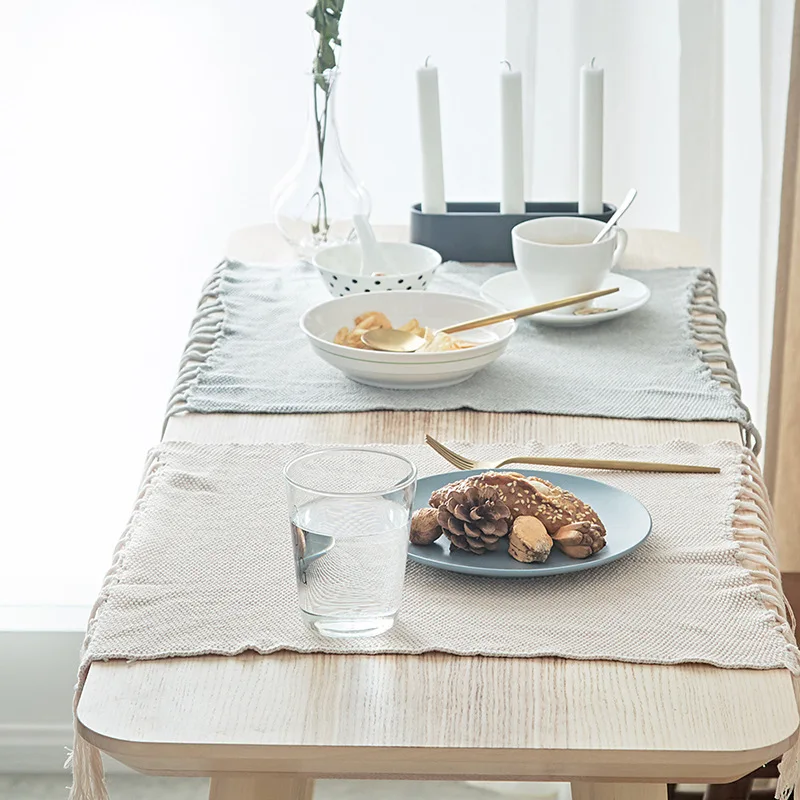 Минимализм настольная дорожка с кисточкой макраме Tafel Loper Caminos De Mesas современный