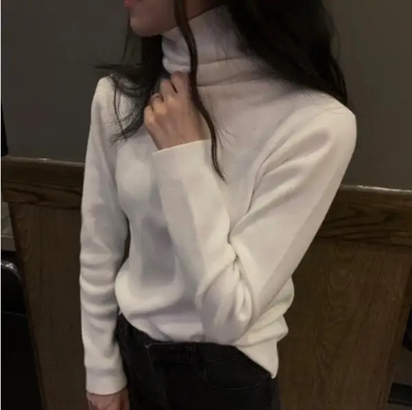 Casual Turtleneck Pullover pull femme 2019 New Fall Winter Korean Chic Basic Metallic luster Knitted Sweater Women Jumper LM94 | Женская