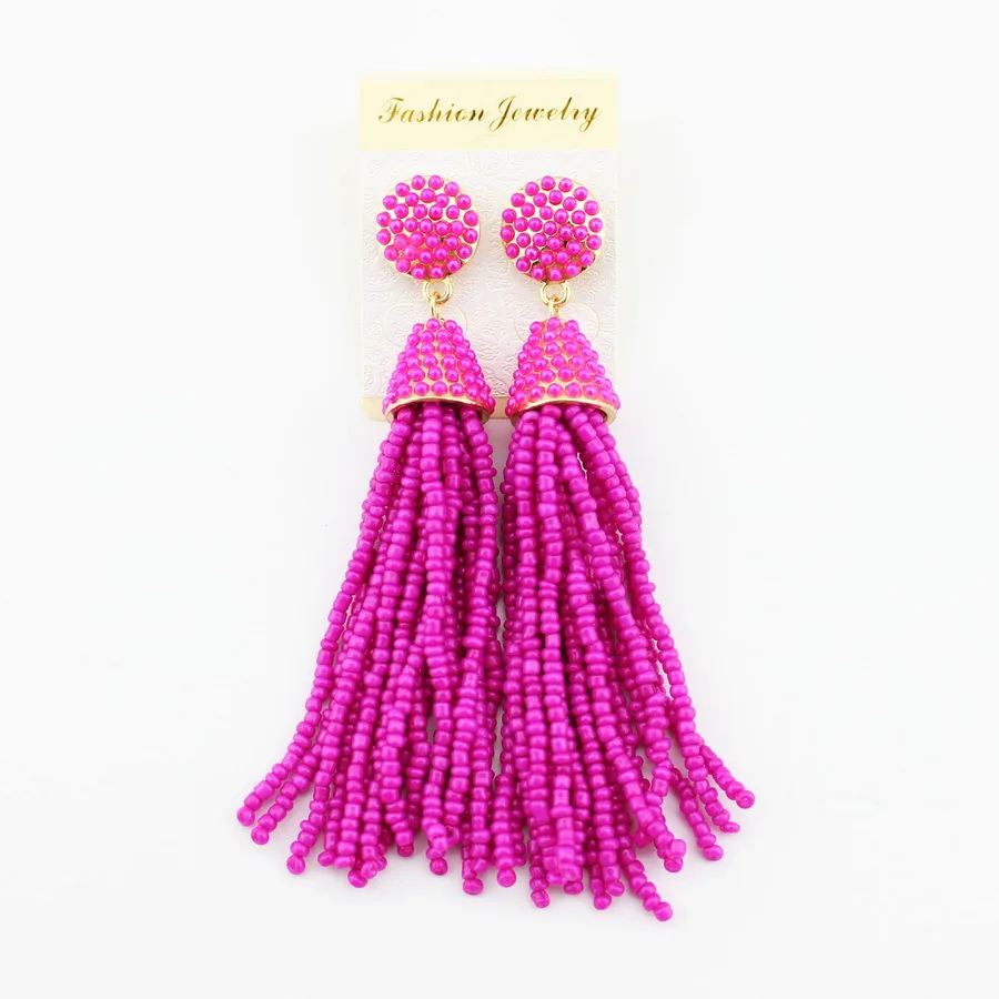 

ZWPON 2020 Fashion Bohemian Long Seed Beads Tassel Earrings for Women 2020 Designer Boho Tassel Dangle Earrings Jewelry
