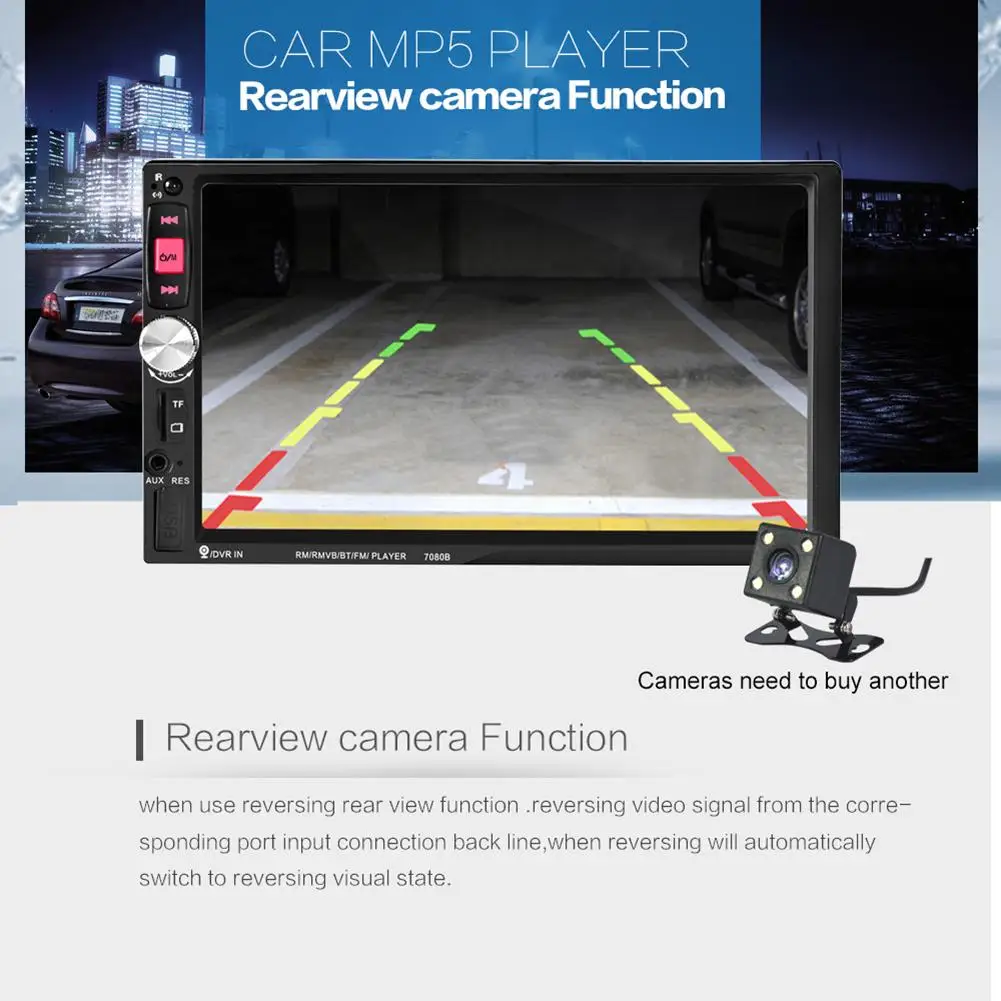 7 Inches Double DIN Bluetooth Car MP5 Player Without Camera Support Hands-free Calls And Across Two Cellphones Auto Accessories |