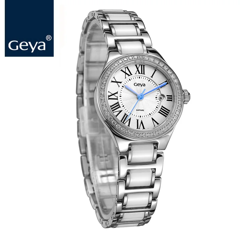 Geya 2017 Women Watches Brand Quartz Watch Sapphire Glass Ceramic Bracelet Diamond Jewelry Clock For relogio feminin | Наручные часы