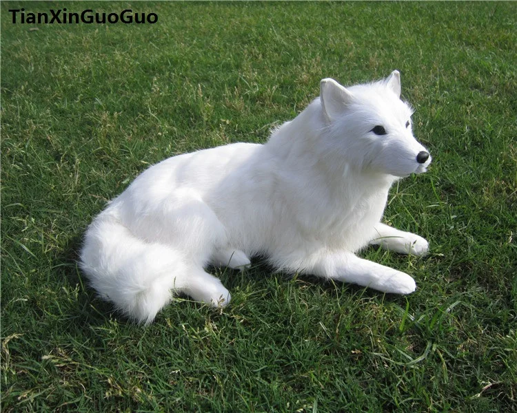 Имитация samoyed собака Твердые игрушечные модели полиэтилен и меха склонная поза