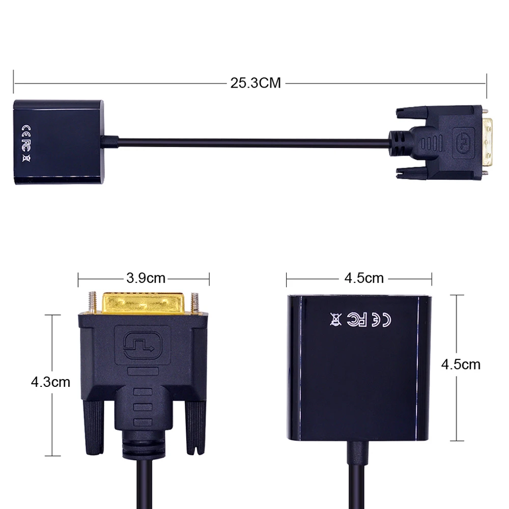 CHIPAL Full HD 1080P 24 + 1 25Pin папа к 15Pin женский DVI D VGA адаптер кабель конвертер для ПК