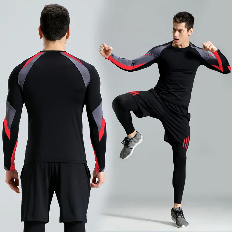 Спортивный костюм комплект из 3 предметов Для мужчин спортивная 2018 Новый Фитнес