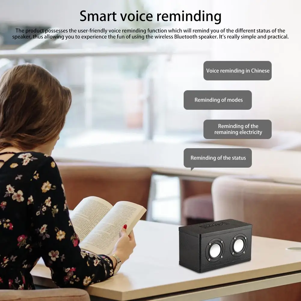Беспроводной Bluetooth динамик деревянный портативный высокое качество звука шумоподавление HiFi с микрофоном открытый двойной динамик