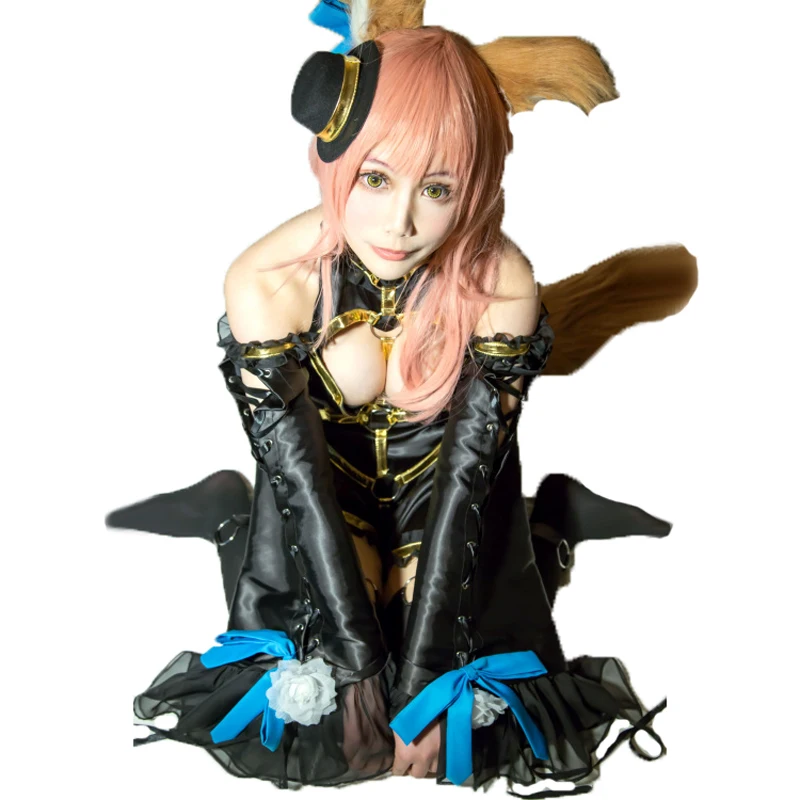 Аниме! Fate/Extra CCC МНЛЗ Tamamo без Mae черная Готическая униформа косплей костюм для