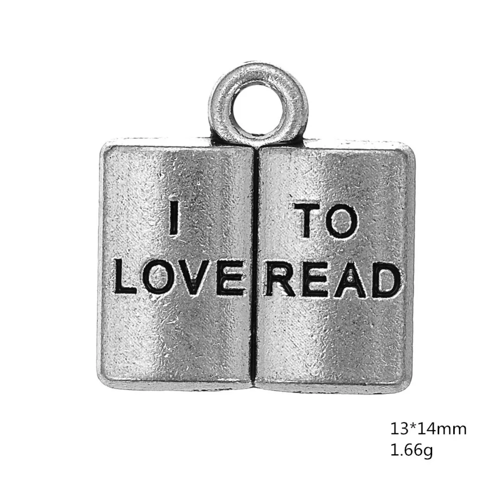 2021 New Tibetan Silver Plated I Love To Read Book Pendant Charm for DIY Bracelet Wholesale charm bracelets women | Украшения и