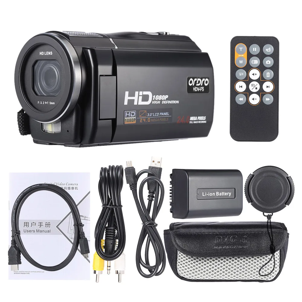 Видеокамера Ordro HDV-F5 1080P с сенсорным экраном 3 0 дюйма ЖК Цифровая камера защитой от