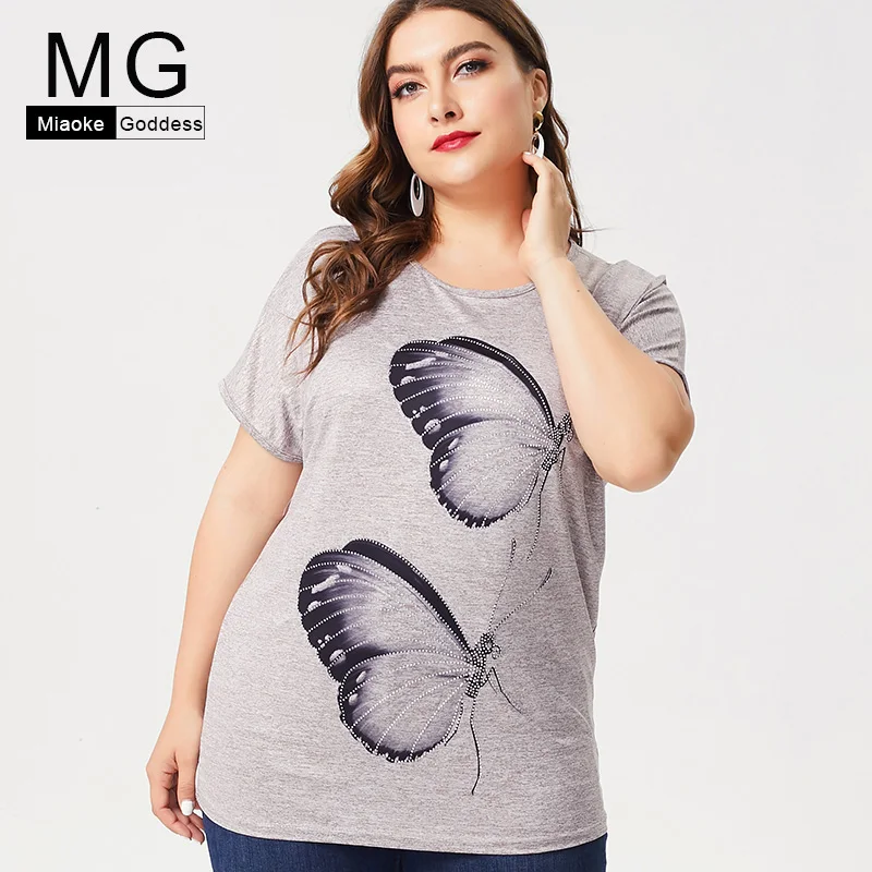 MG 2019 Летняя женская футболка размера плюс модная одежда для офиса женские топы