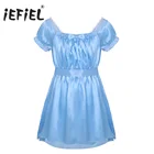 IEFiEL мужское сексуальное нижнее белье, платье, костюм Babydoll, блестящий Crossdress, мужской с поясом, бантиком, Sissy, бодикон, гей-трусики