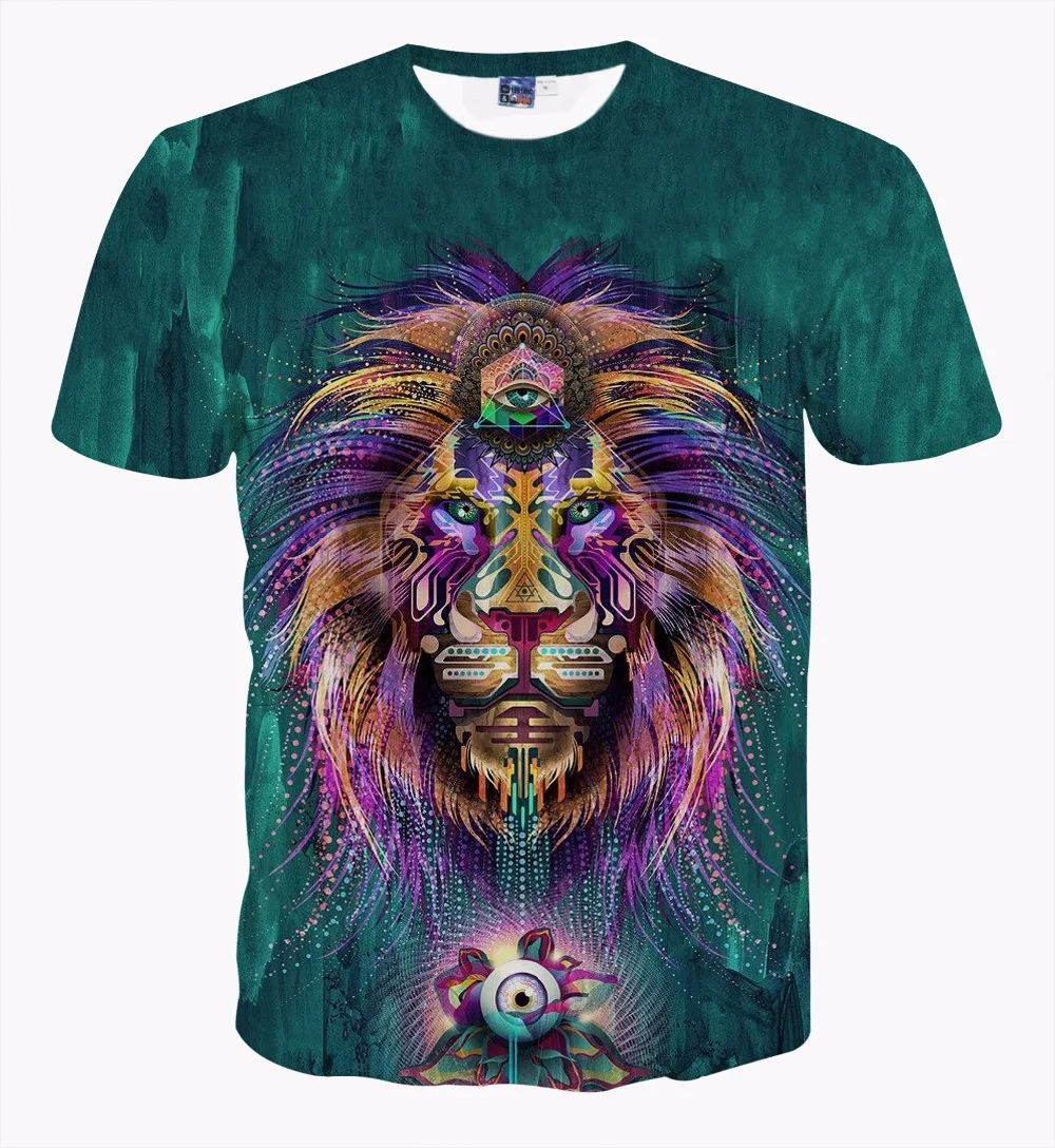 

Brand 2020 Newest 3D Shirt Green Lion Head T-shirt