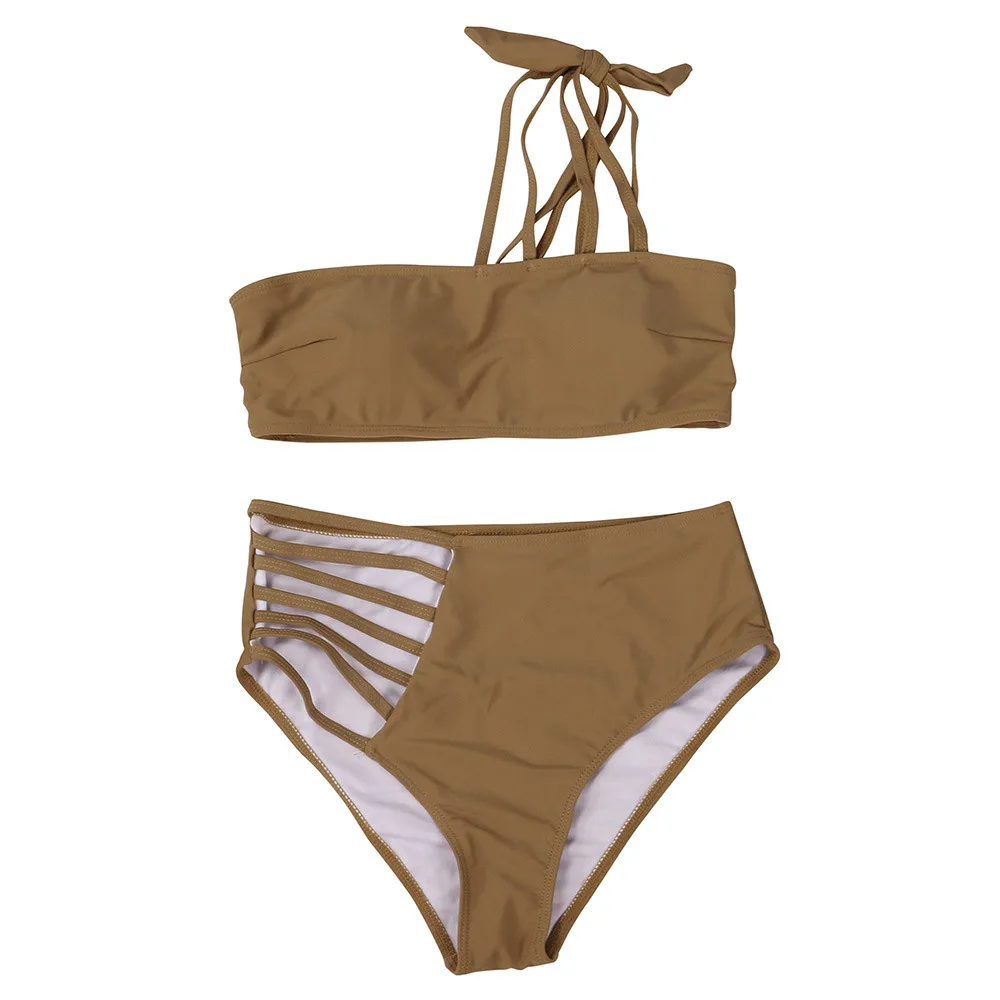 SAGACE двухсекционные костюмы сплошной цвет Купальники Купальник на одно плечо