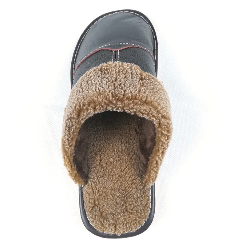 Новинка модные зимние кожаные домашние тапочки FAYUEKEY мужские домашние/напольные