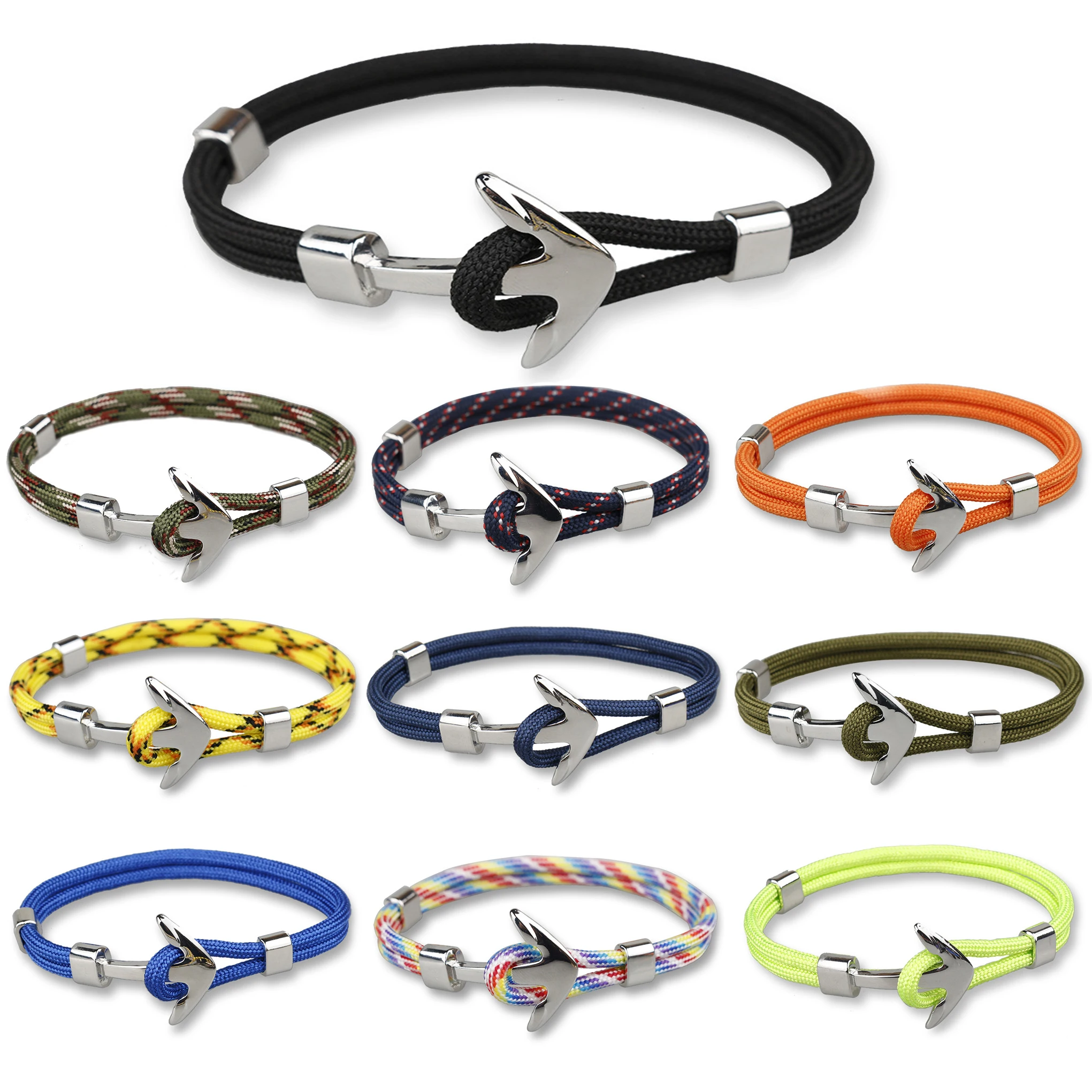 

CUTEECO Couple Bracelets Fashion Alloy Anchor Bracelets Bangles Braided Polyester Rope Bracelets For Women/men stainless steel