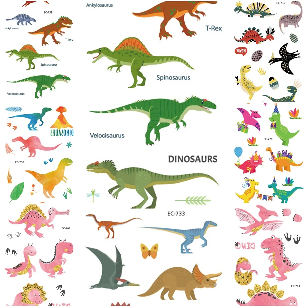 

28 Sheets/lot Waterproof Dinosaur Temporary Tattoo Stickers For Children Fake Hand Joker Tattoo kids Tattoo Stickers Face Tatoo