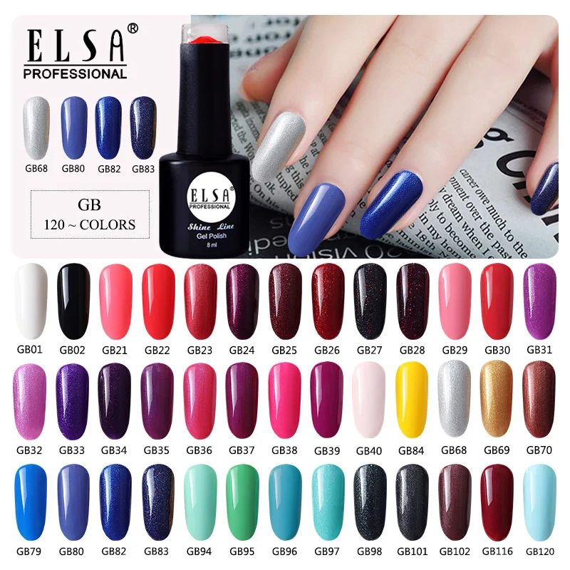 Elsa 8 мл Гель-лак для ногтей для маникюра полуперманентный Vernis верхнее покрытие УФ светодиодный Гель-лак впитывающийся художественный Гель-лак для ногтей