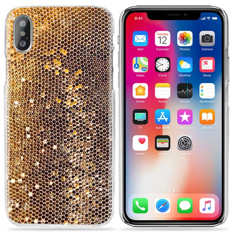 Чехол для iPhone XS Max XR X 10 7 7S 8 6 6S Plus 5S SE 5 4S 4 5C Прозрачный жесткий пластиковый чехол для телефона Золотой медовый гребень медовая пчела