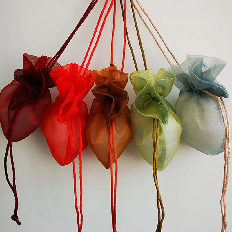 Небольшие мешочки из органзы для упаковки сушеных цветочных украшений Свадебный