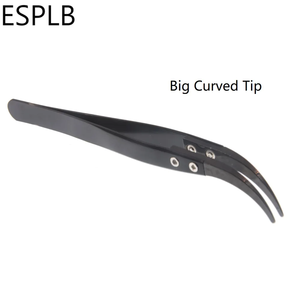 Big Curved Tip Прецизионные Черные Керамические пинцеты из нержавеющей стали с заостренным прямым наконечником Термостойкие антистатические керамические пинцеты - Тип головки пинцета: Big Curved Tip