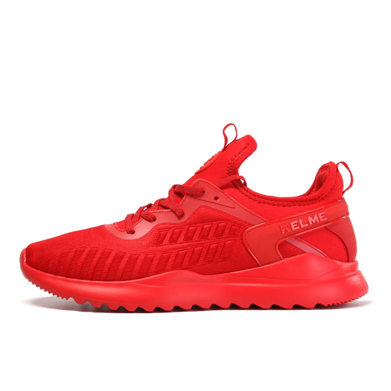 Kelme Мужская Спортивная обувь для бега, кроссовки для мужчин, светильник, дышащая обувь на шнуровке, 6681005 - Цвет: Red