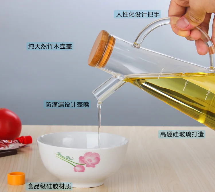 Olive Oil Vinegar Bottle Oil Cruet Soy Sauce Dispenser Leakproof Glass Bottles Vinegar Can Cruet Storage With Handle Seasoning