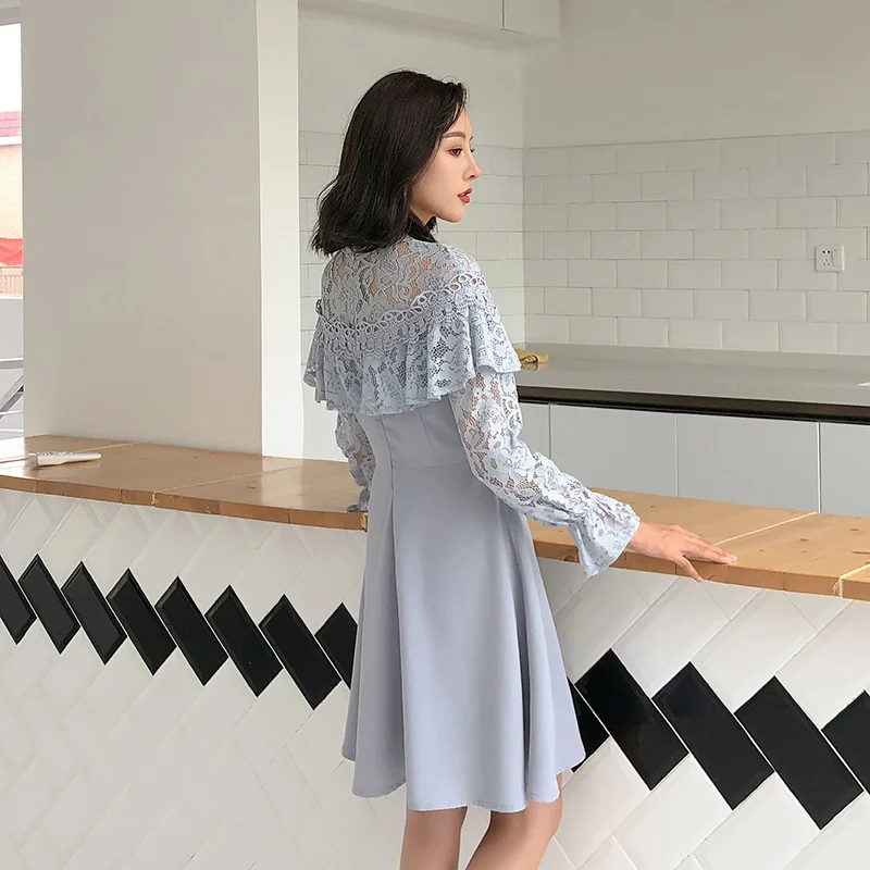 Новое хорошее осенне-зимнее элегантное модное платье с длинным рукавом