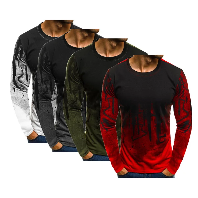 Bottoms 3XL Plus Size Tee Top Male Hiphop Streetwear Long Sleeve Fitness Tshirts Men Printed Camouflage Male T-shirts