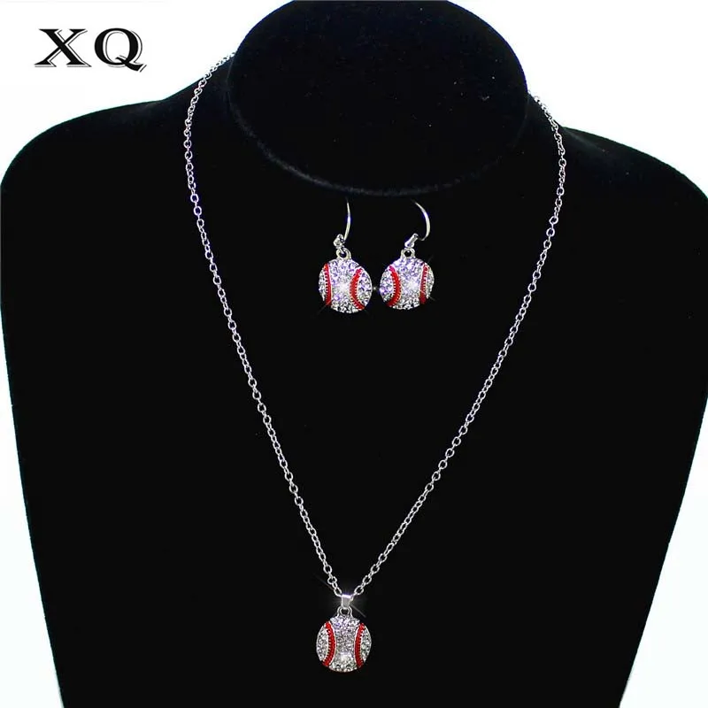 XQ белые золотые бейсбольные серьги-Крючки для ушей ожерелье набор женских модных