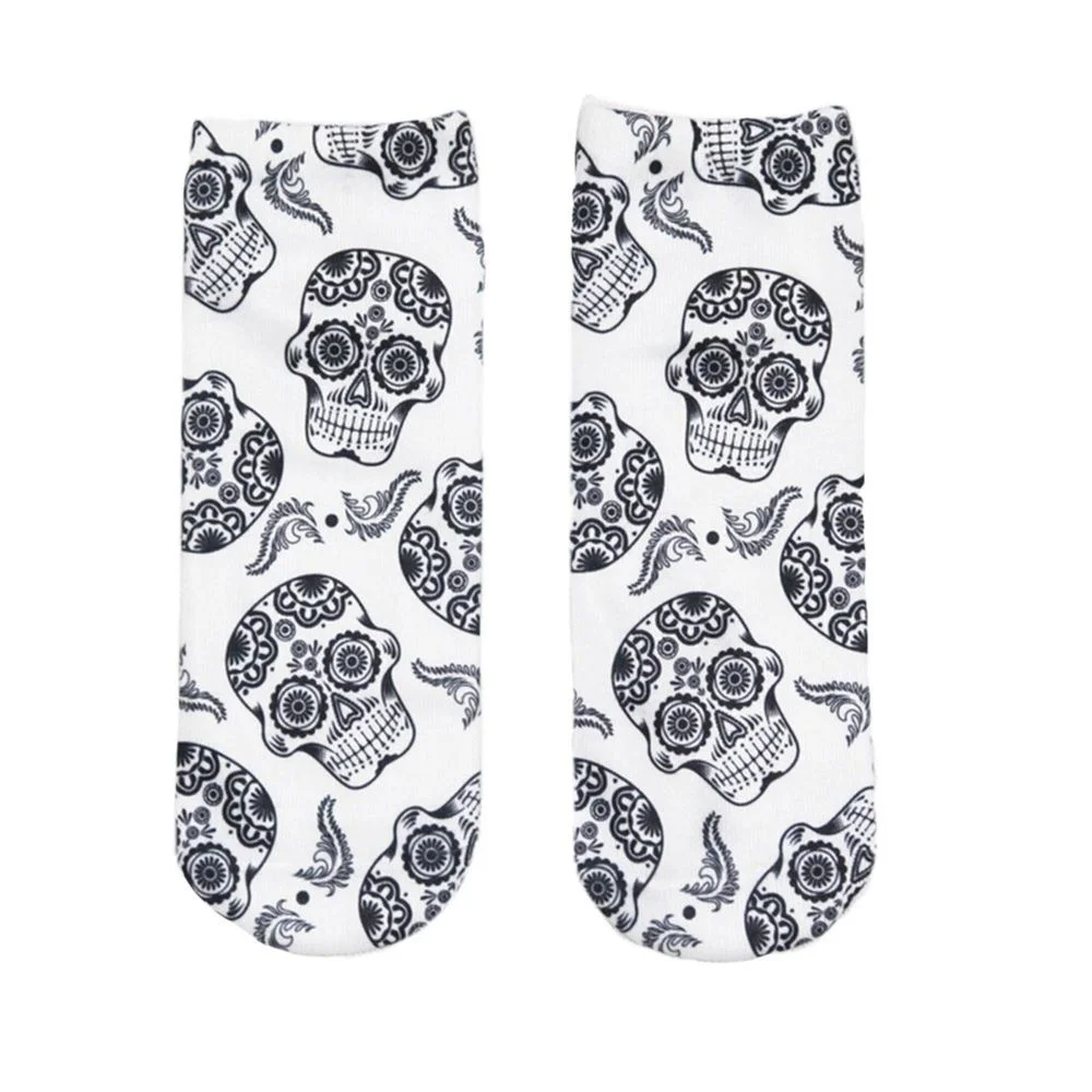 1 пара мужские и женские модные короткие носки унисекс с 3D принтом черепа носки|low