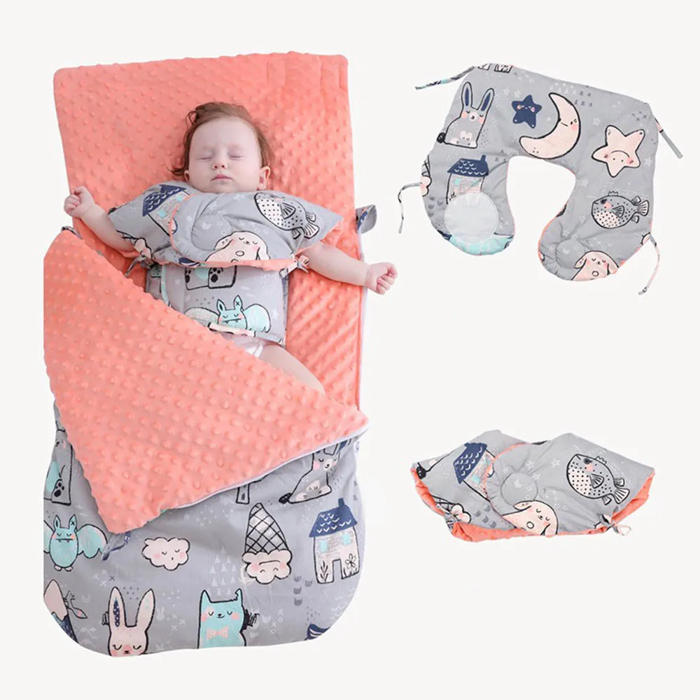 Baby Blankets Newborn Envelope Stroller Swaddling Wrap Infant Kids Sleeping Bag Cotton Warm Thicken Bedding Quilt Blanket | Мать и