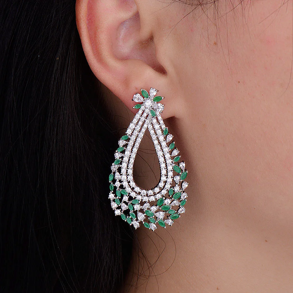 

Women Waterdrop Teardrop Hollow Dangle Earrings Jewelry Rhinestone inlaid Dangle Earrings For Women Party Wearing