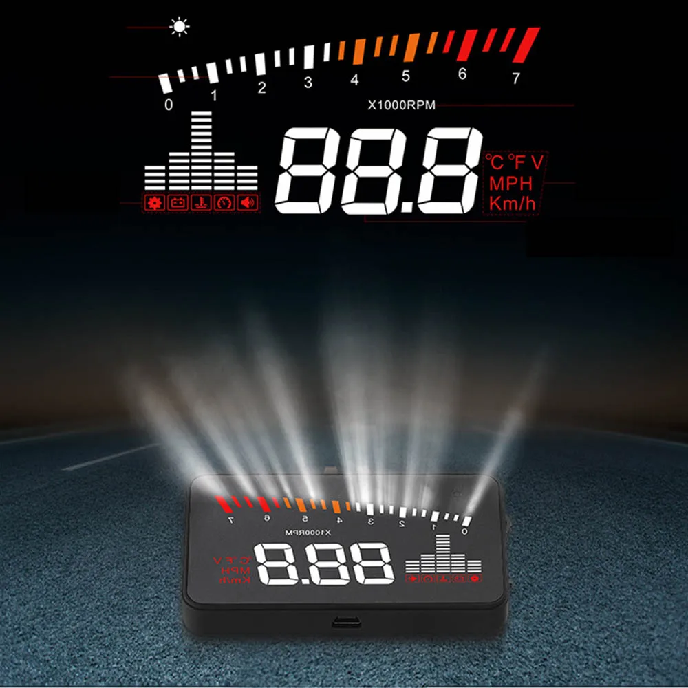 3 ''экран высокой четкости OBD2 X5 Авто HUD автомобильный проектор скорости лобового стекла цифровой дисплей скорости на плате