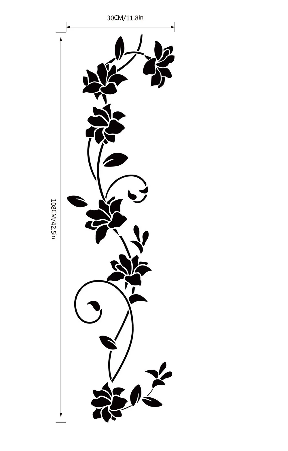 New DIY Wall Sticker Closet Beatiful Flower Vine Decals Black Mural Removable Vinyl Art Home Decor Creative Flowers Bedroom | Дом и сад