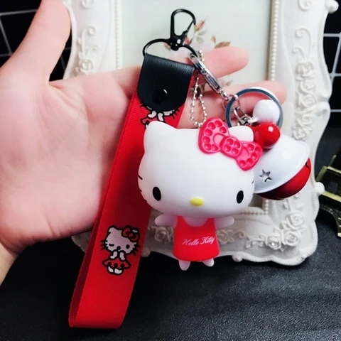12 Милый мультяшный брелок hello kitty из кроличьего меха с помпонами и помпонами, брелок для женщин с кожаным ремешком и металлическим кольцом для ключей, брелок для автомобильных сумок D118 - Цвет: 12