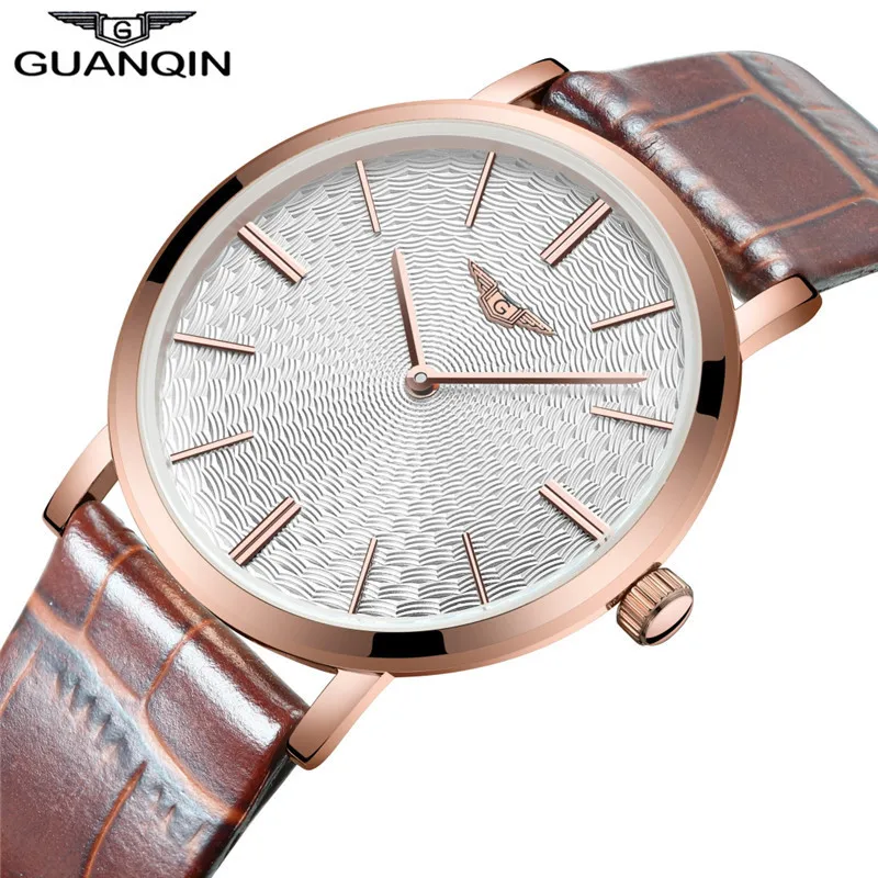 New Arrival Male Watch Top Brand GUANQIN Leather Strap Casual Watches Simple Ultra Thin Men Quartz-Watch Relogio Masculin | Наручные часы