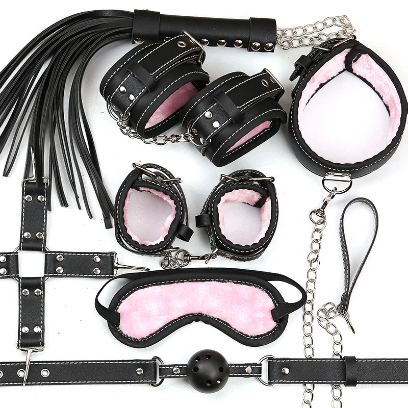 8 шт./компл. сексуальное нижнее белье искусственная кожа BDSM набор для связывания