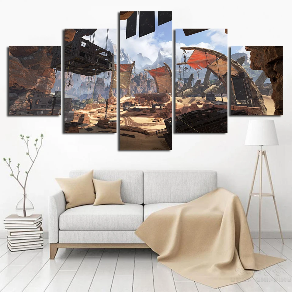 5 панелей Apex Legends игра PaintingWall Art Печать картинки модульный постер для гостиной