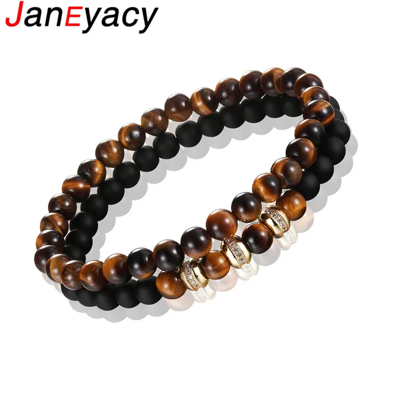 

New 2pcs/1set Fashion Beads Bracelets Beaded Mantra Rosary Beads Men's Bracelets Women Personality Fashion CZ Bracelets Pulseras